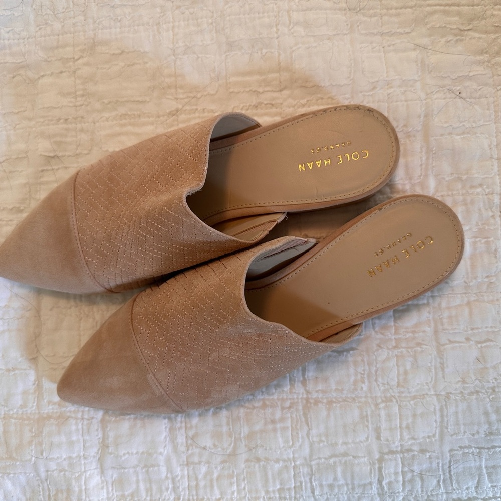 Cole Haan "Palma" pointed toe suede mules